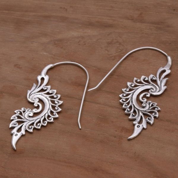 Alternate image for Indonesian Handmade Sterling Silver Tribal Drop Earrings Tribal Allure