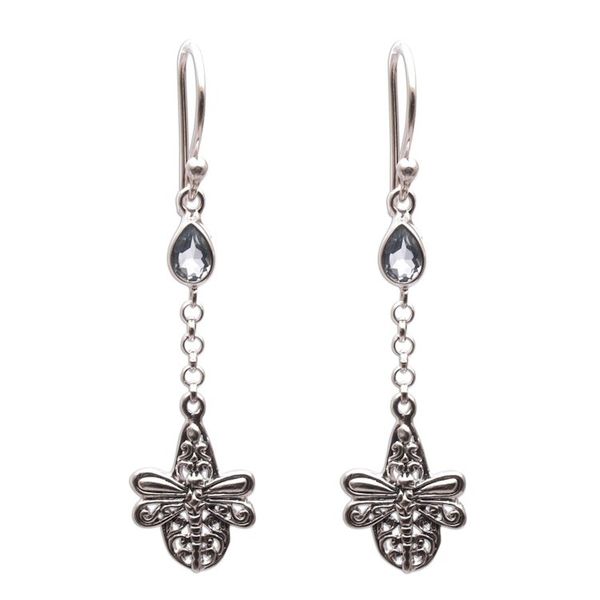 Alternate image for Handmade 925 Sterling Silver Blue Topaz Dragonfly Earrings Dragonfly Altar