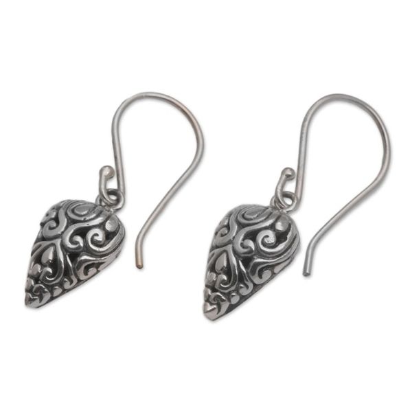 Alternate image for Pointed Sterling Silver Dangle Earrings Crafted in Bali Pointed Vines