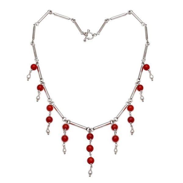 Alternate image for Cultured Freshwater Pearl and Carnelian Waterfall Necklace Bali Allure