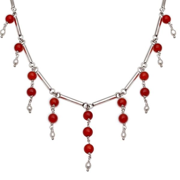 Alternate image for Cultured Freshwater Pearl and Carnelian Waterfall Necklace Bali Allure
