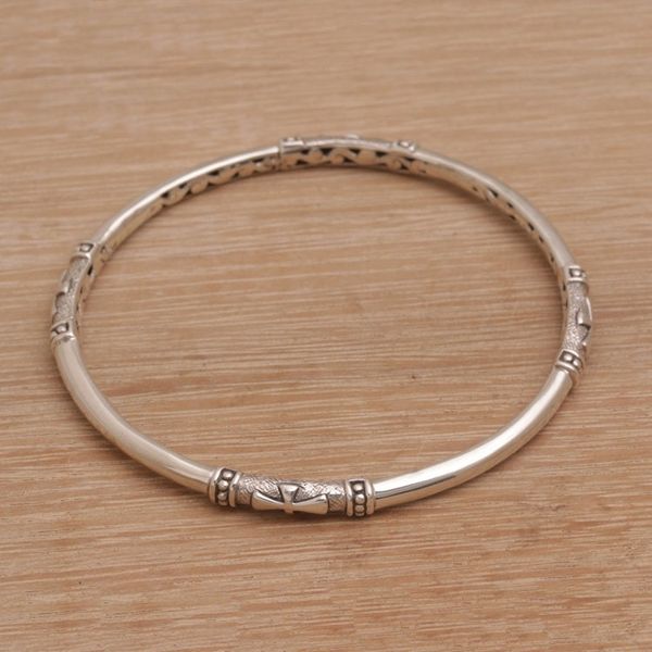 Alternate image for Handmade 925 Sterling Silver Bangle Bracelet Made in Bali Pure Independence