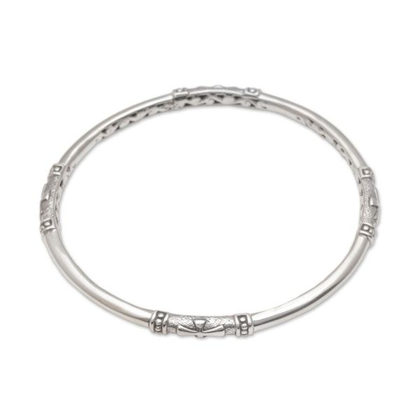 Alternate image for Handmade 925 Sterling Silver Bangle Bracelet Made in Bali Pure Independence