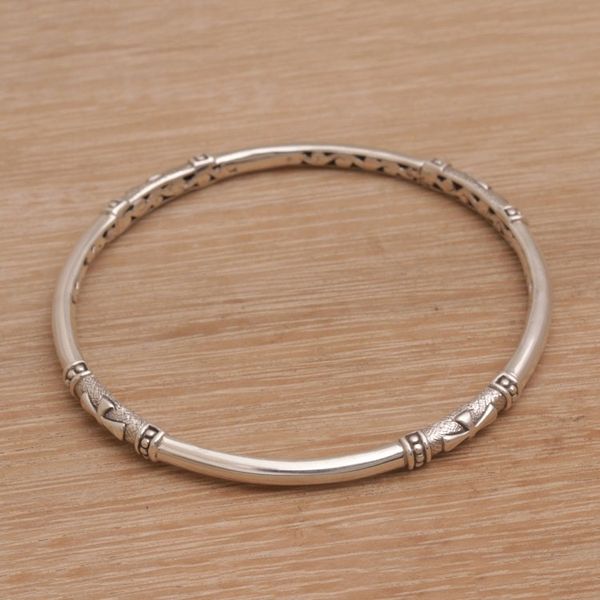 Alternate image for Handmade 925 Sterling Silver Bangle Bracelet Made in Bali Pure Independence