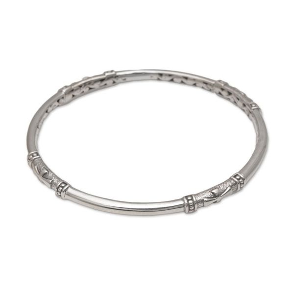 Alternate image for Handmade 925 Sterling Silver Bangle Bracelet Made in Bali Pure Independence