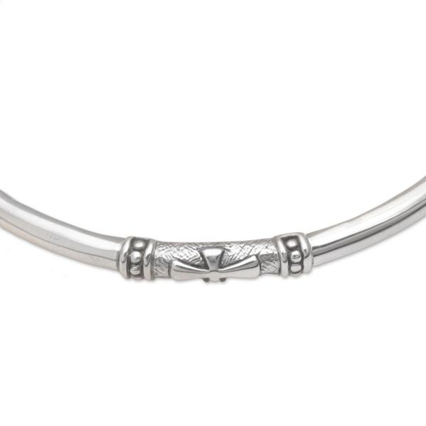 Alternate image for Handmade 925 Sterling Silver Bangle Bracelet Made in Bali Pure Independence
