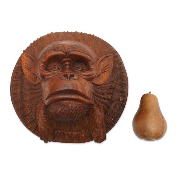 Alternate image for Handcrafted Suar Wood Chimpanzee Mask from Bali Alpha Chimpanzee