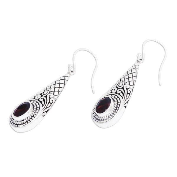 Alternate image for Handcrafted Garnet and Sterling Silver Dangle Earrings Sparkling Delight