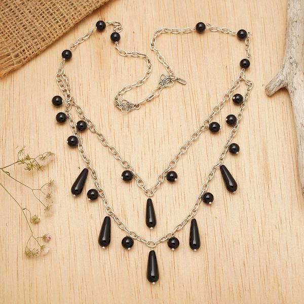 Alternate image for Onyx and Sterling Silver Pendant Necklace from Indonesia Sophisticated Princess