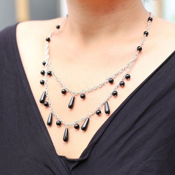 Alternate image for Onyx and Sterling Silver Pendant Necklace from Indonesia Sophisticated Princess