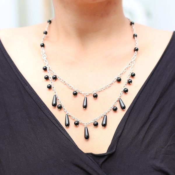Alternate image for Onyx and Sterling Silver Pendant Necklace from Indonesia Sophisticated Princess