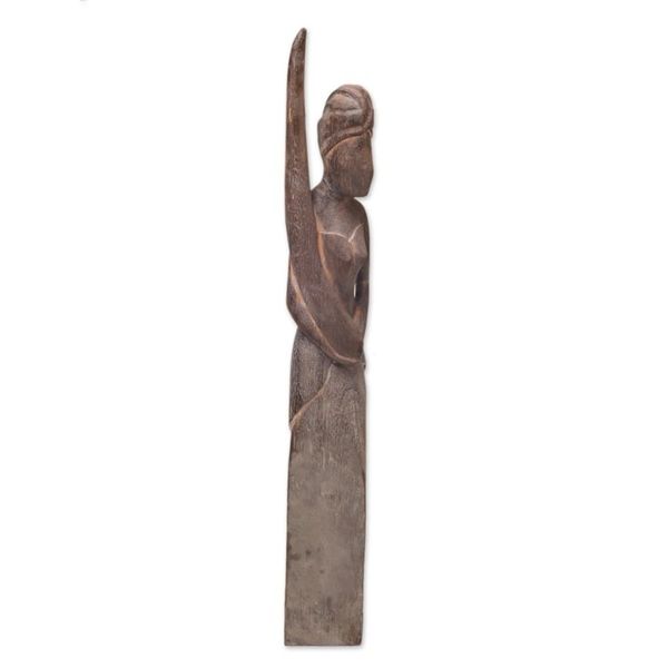 Alternate image for Rustic Wood Statuette of Woman with Didgeridoo Didgeridoo Woman