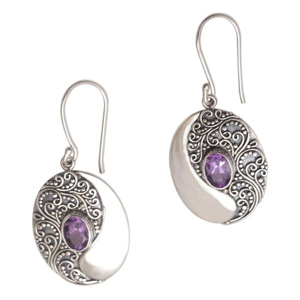 Alternate image for Amethyst and Sterling Silver Dangle Earrings Enduring Soul