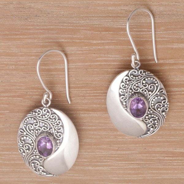 Alternate image for Amethyst and Sterling Silver Dangle Earrings Enduring Soul