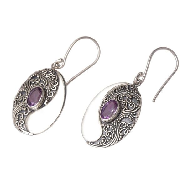 Alternate image for Amethyst and Sterling Silver Dangle Earrings Enduring Soul