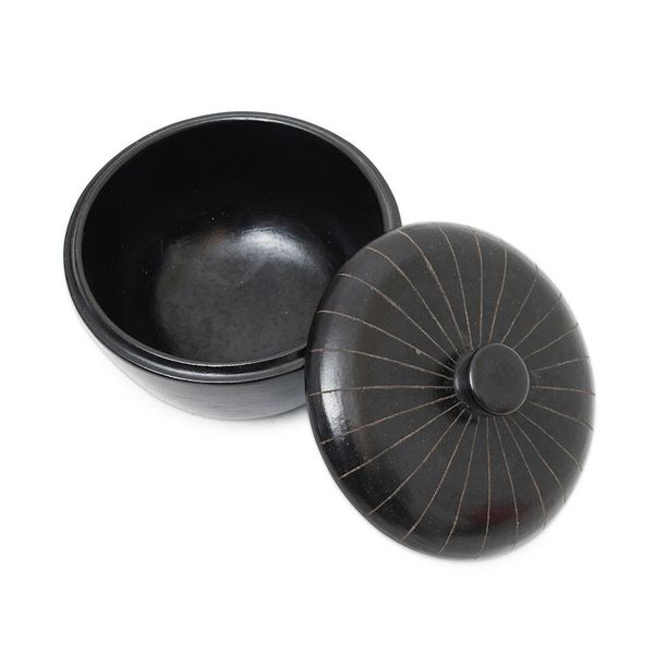Alternate image for Indonesian Hand Crafted Black Terracotta Ceramic Lidded Bowl Lombok Path