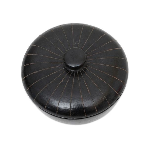Alternate image for Indonesian Hand Crafted Black Terracotta Ceramic Lidded Bowl Lombok Path