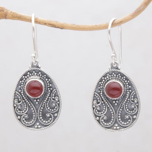 Alternate image for Handmade Carnelian and Sterling Silver Dangle Earrings Sunset Dream