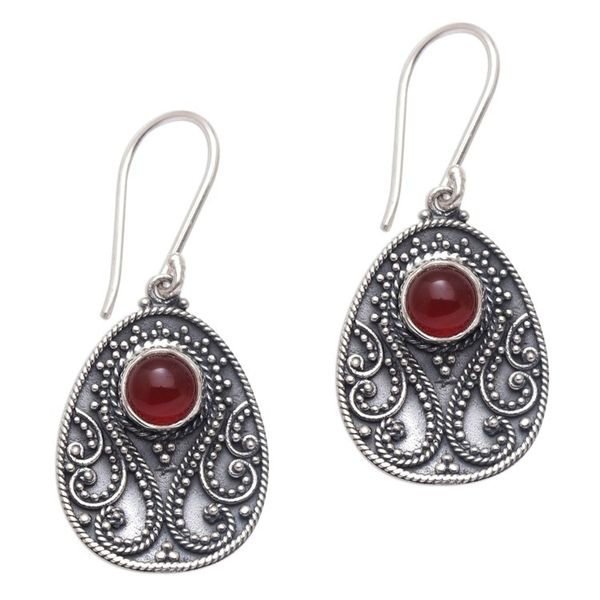 Alternate image for Handmade Carnelian and Sterling Silver Dangle Earrings Sunset Dream
