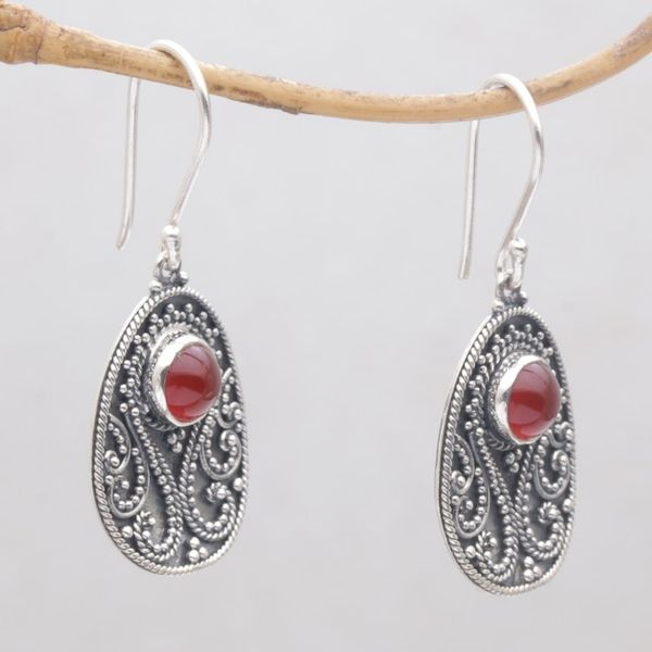 Alternate image for Handmade Carnelian and Sterling Silver Dangle Earrings Sunset Dream