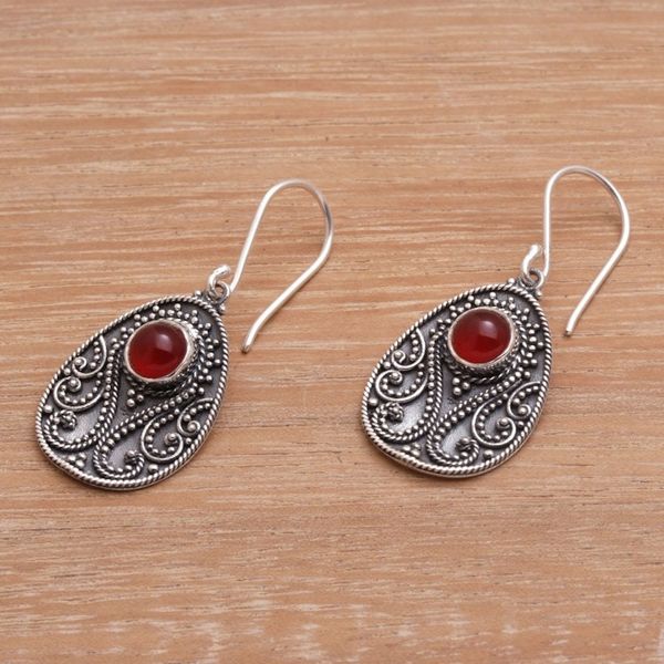Alternate image for Handmade Carnelian and Sterling Silver Dangle Earrings Sunset Dream