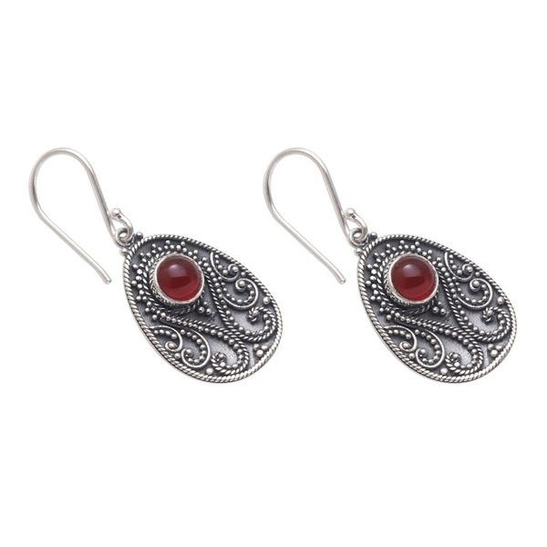 Alternate image for Handmade Carnelian and Sterling Silver Dangle Earrings Sunset Dream