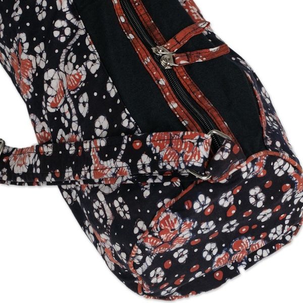 Alternate image for Handcrafted Javanese Cotton Batik Yoga Mat Bag Stars and Roses