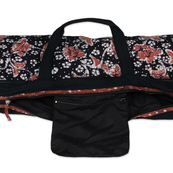 Alternate image for Handcrafted Javanese Cotton Batik Yoga Mat Bag Stars and Roses