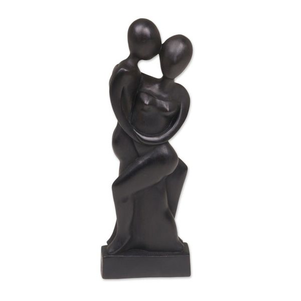 Alternate image for Artisan Hand-Carved Suar Wood Lovers Statuette from Bali Our Love