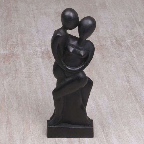 Alternate image for Artisan Hand-Carved Suar Wood Lovers Statuette from Bali Our Love