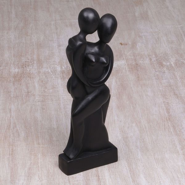 Alternate image for Artisan Hand-Carved Suar Wood Lovers Statuette from Bali Our Love