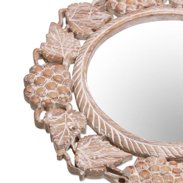 Alternate image for Grape Motif Round Wall Mirror with Distressed Finish Buleleng Bouquet