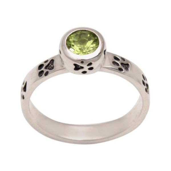 Alternate image for Peridot and Sterling Silver Single Stone Ring from Bali Paws for Celebration