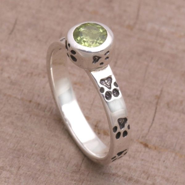Alternate image for Peridot and Sterling Silver Single Stone Ring from Bali Paws for Celebration
