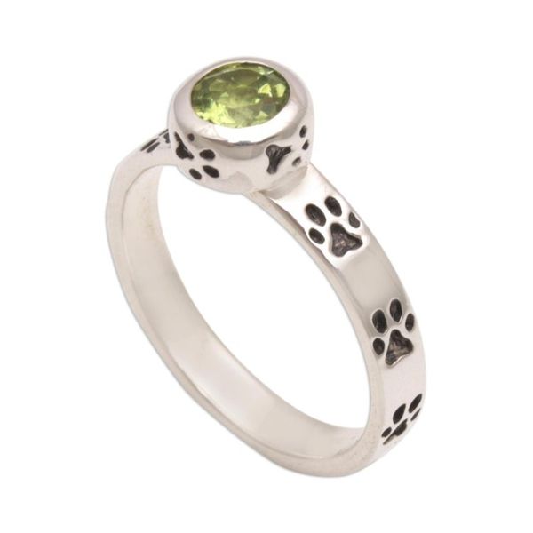 Alternate image for Peridot and Sterling Silver Single Stone Ring from Bali Paws for Celebration