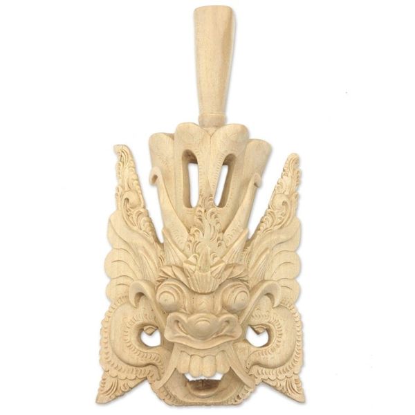 Alternate image for Hand-Carved Crocodile Wood Wall Mask of a Balinese King King Bedaulu