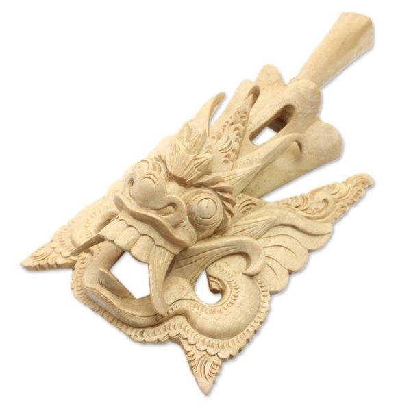 Alternate image for Hand-Carved Crocodile Wood Wall Mask of a Balinese King King Bedaulu