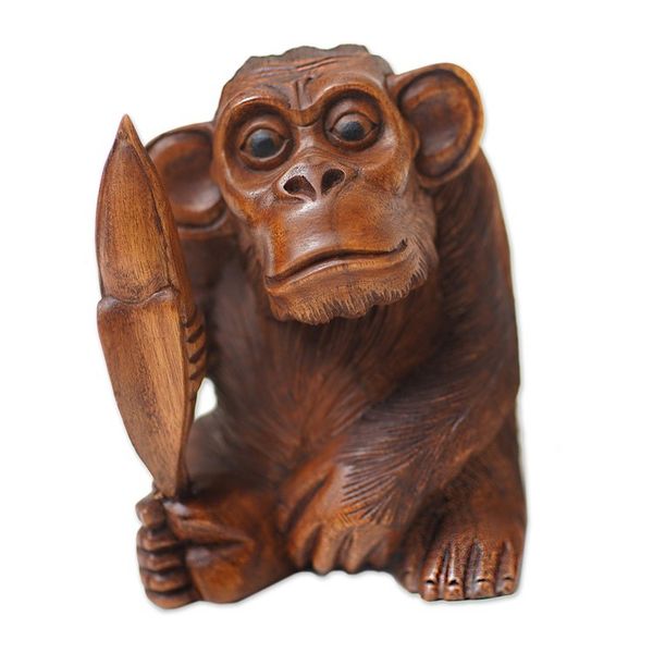 Alternate image for Realistic Signed Hand Carved Sculpture of an Orangutan Orangutan