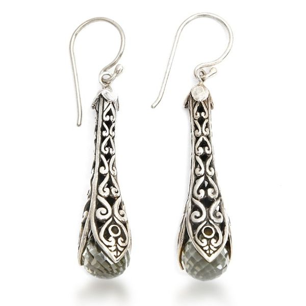 Alternate image for 925 Sterling Silver and Prasiolite Dangle Earrings from Bali Misty Spirals