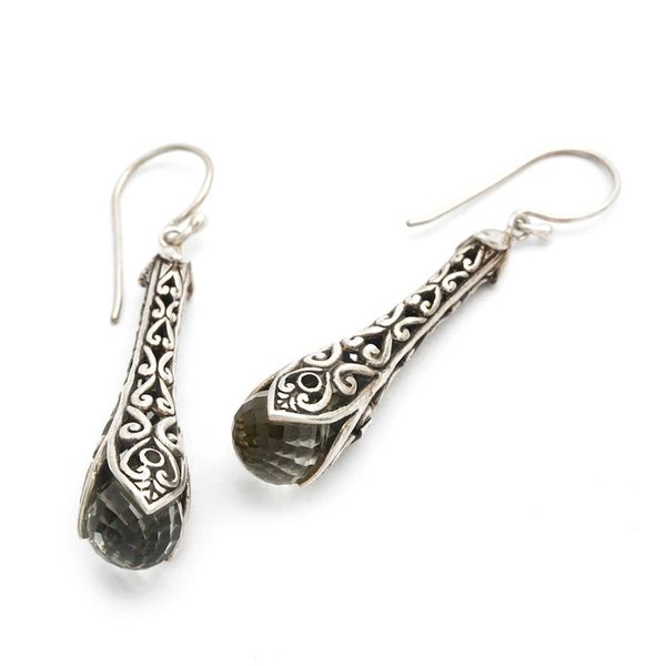 Alternate image for 925 Sterling Silver and Prasiolite Dangle Earrings from Bali Misty Spirals