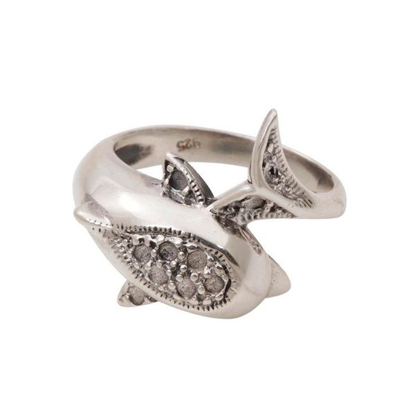 Alternate image for Artisan Crafted Sterling Silver Dolphin Cocktail Ring Soaring Dolphin