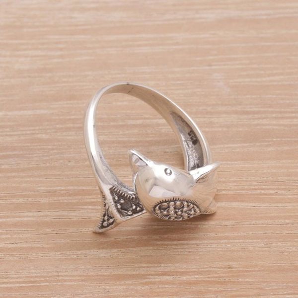 Alternate image for Artisan Crafted Sterling Silver Dolphin Cocktail Ring Soaring Dolphin
