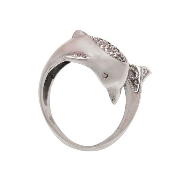 Alternate image for Artisan Crafted Sterling Silver Dolphin Cocktail Ring Soaring Dolphin