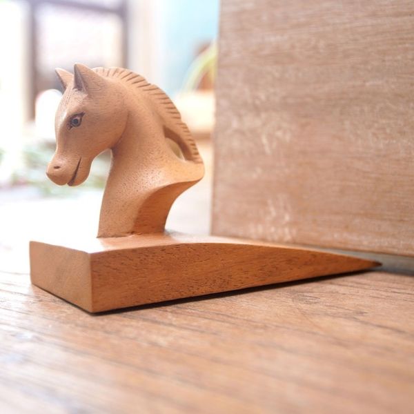 Alternate image for Hand Carved Suar Wood Horse Door Stopper in Brown from Bali Handy Horse in Brown