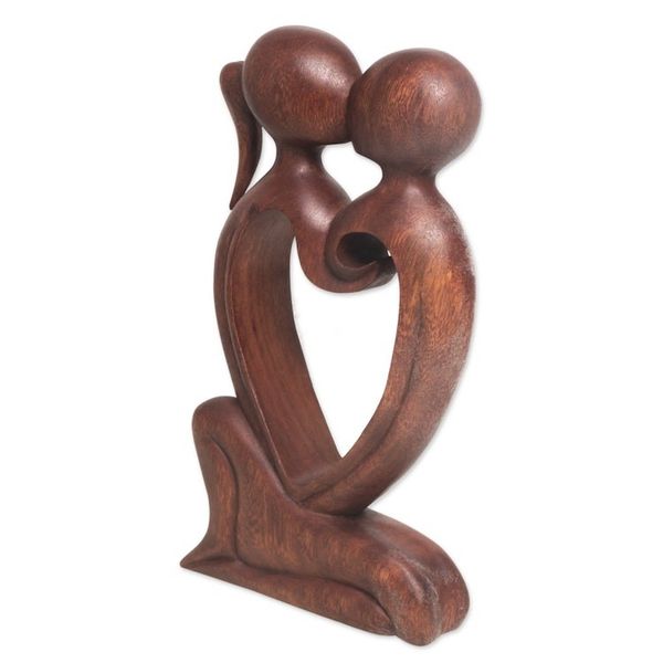 Alternate image for Hand Carved Romantic Suar Wood Statuette from Bali Eternal Bond