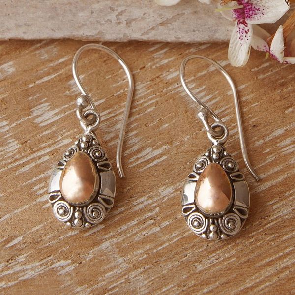 Alternate image for 18k Gold Accent 925 Sterling Silver Spiral Dangle Earrings Secret Spirals