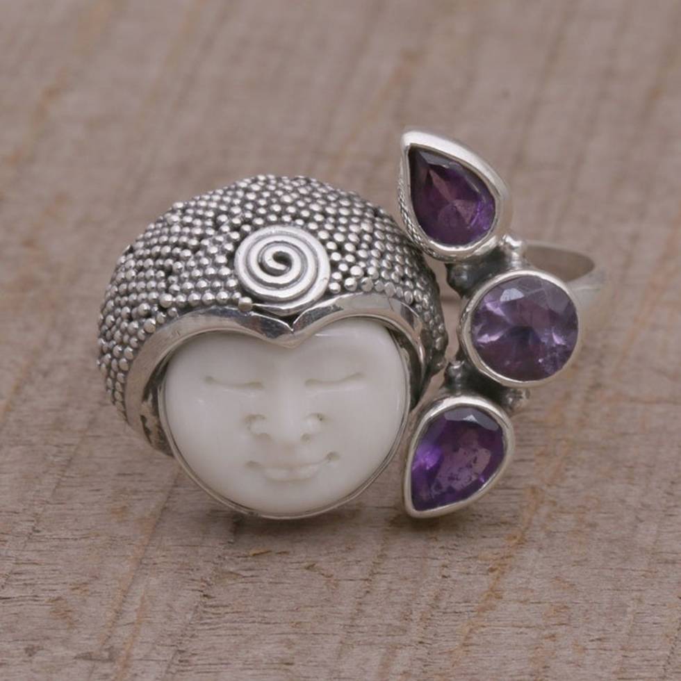 Amethyst and Sterling Silver Cocktail Ring from Bali 'Knight's Tale'