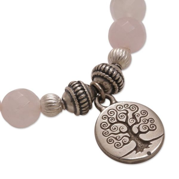 Alternate image for Tree-Themed Rose Quartz Beaded Stretch Bracelet from Bali Sunrise Tree