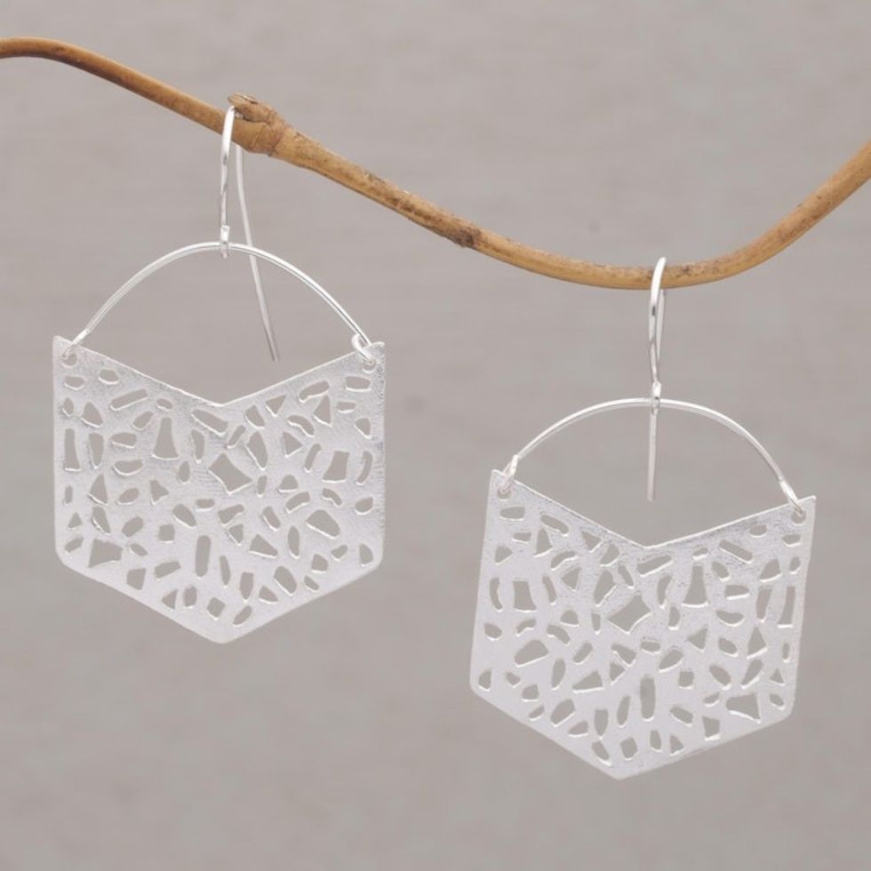 Chevron Shaped Sterling Silver Dangle Earrings 'Modern Chevron'