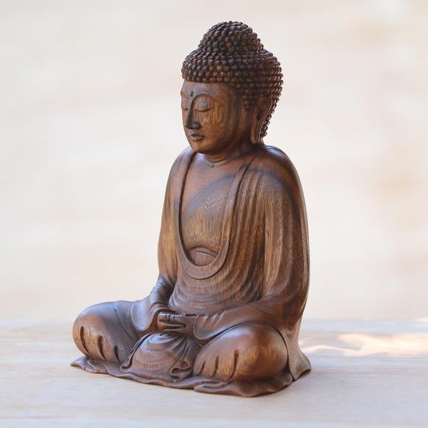 Alternate image for Hand Crafted Balinese Suar Wood Buddha Meditation Statuette Serenity Buddha